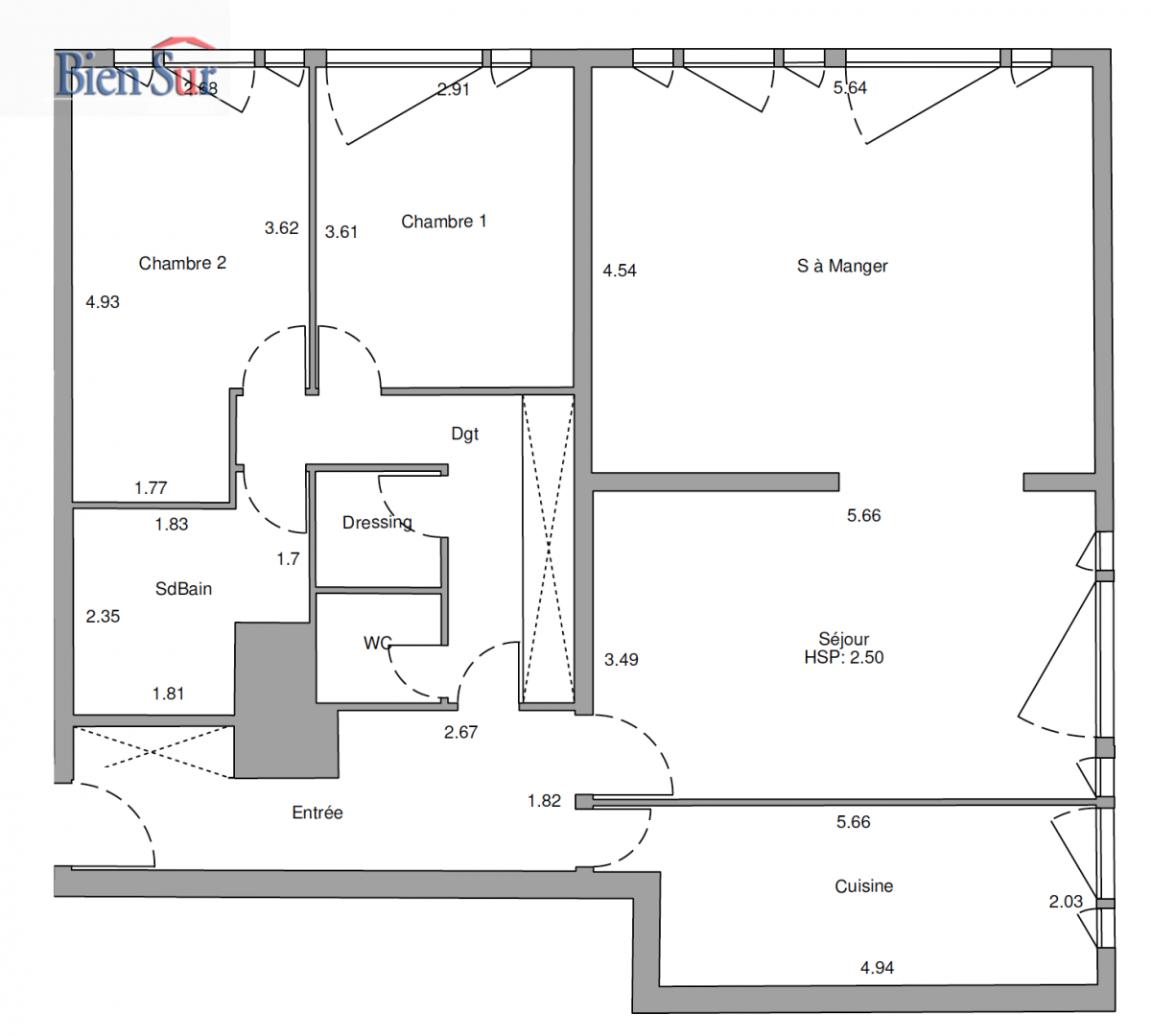 Vente Appartement  5 pices - 103.58m 75013 Paris